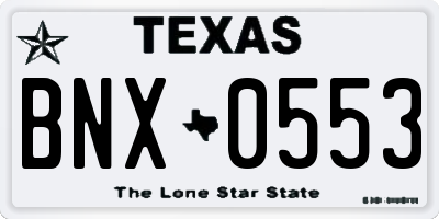 TX license plate BNX0553