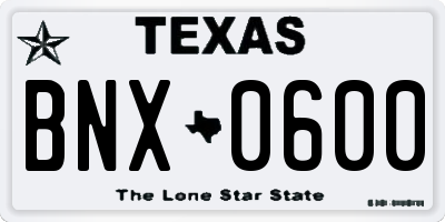 TX license plate BNX0600