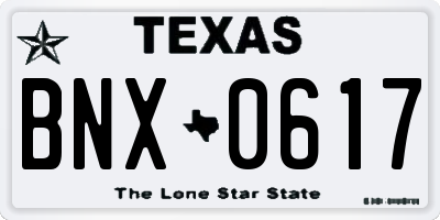 TX license plate BNX0617