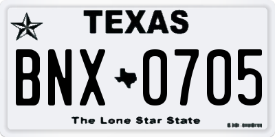 TX license plate BNX0705