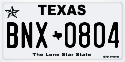 TX license plate BNX0804