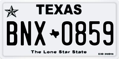 TX license plate BNX0859