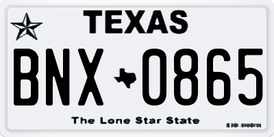 TX license plate BNX0865
