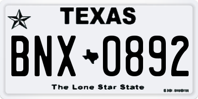 TX license plate BNX0892