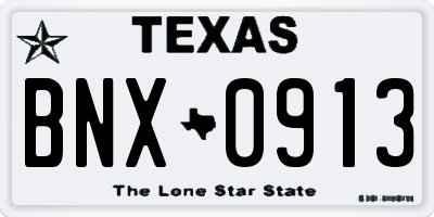TX license plate BNX0913