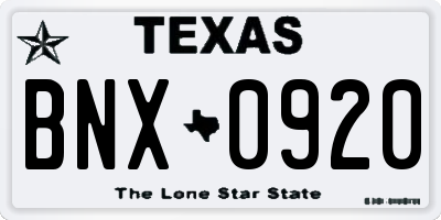 TX license plate BNX0920