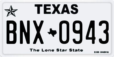 TX license plate BNX0943