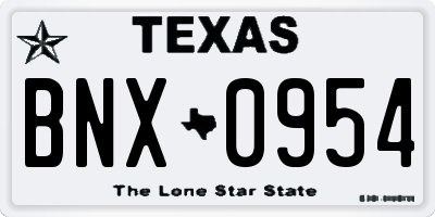 TX license plate BNX0954