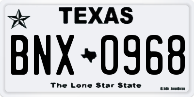 TX license plate BNX0968
