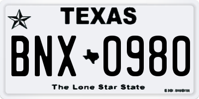 TX license plate BNX0980