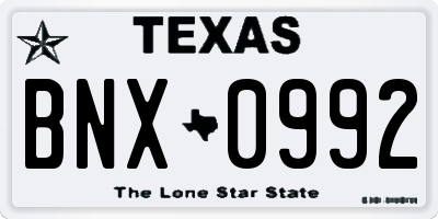 TX license plate BNX0992