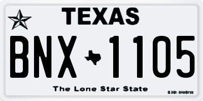 TX license plate BNX1105