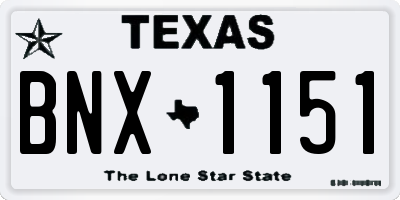 TX license plate BNX1151