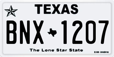 TX license plate BNX1207
