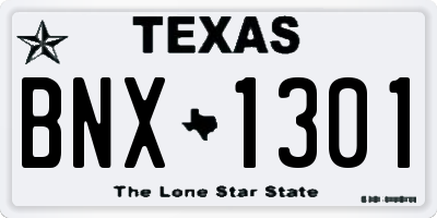 TX license plate BNX1301