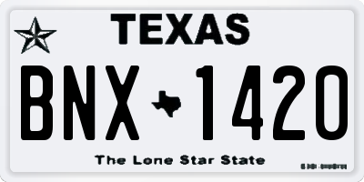 TX license plate BNX1420