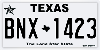 TX license plate BNX1423