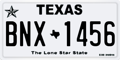 TX license plate BNX1456
