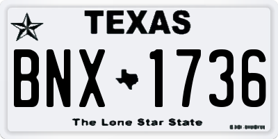 TX license plate BNX1736