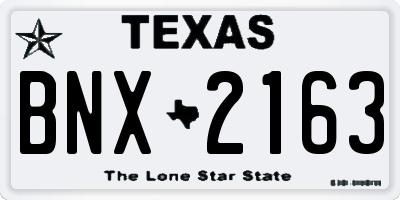 TX license plate BNX2163