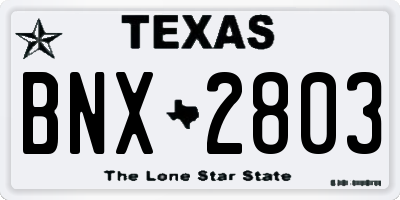 TX license plate BNX2803