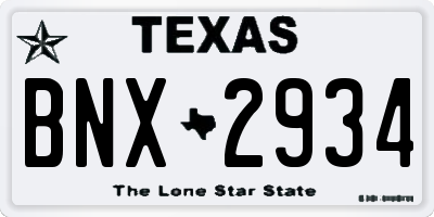 TX license plate BNX2934