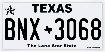 TX license plate BNX3068