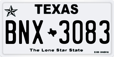 TX license plate BNX3083