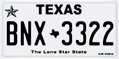 TX license plate BNX3322