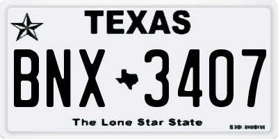TX license plate BNX3407