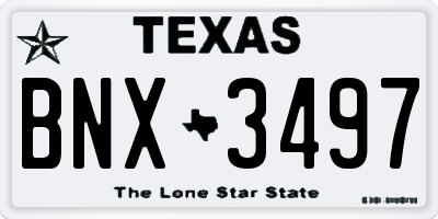 TX license plate BNX3497