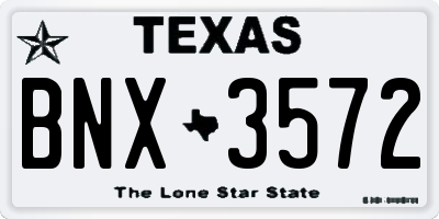 TX license plate BNX3572