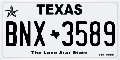 TX license plate BNX3589