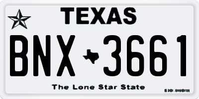 TX license plate BNX3661