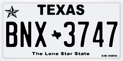 TX license plate BNX3747