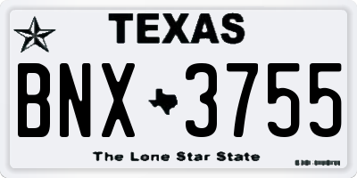 TX license plate BNX3755