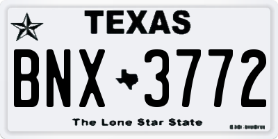 TX license plate BNX3772