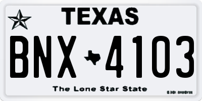 TX license plate BNX4103