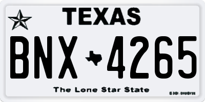 TX license plate BNX4265