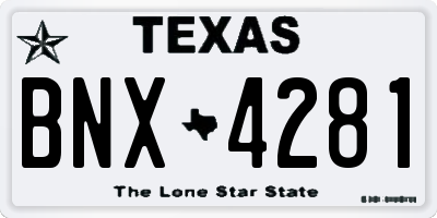 TX license plate BNX4281