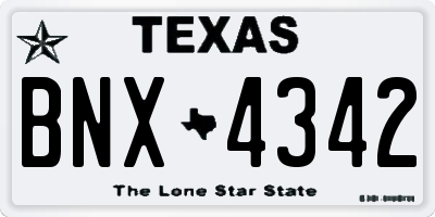 TX license plate BNX4342