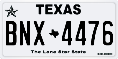 TX license plate BNX4476