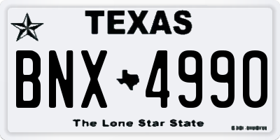 TX license plate BNX4990