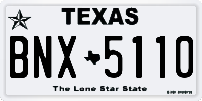 TX license plate BNX5110
