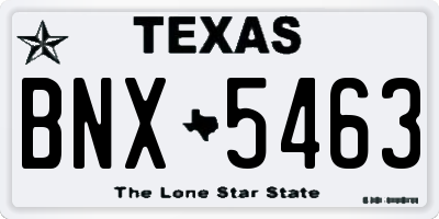 TX license plate BNX5463