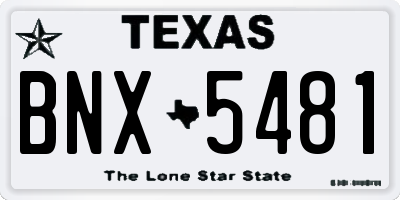 TX license plate BNX5481