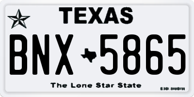 TX license plate BNX5865