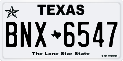 TX license plate BNX6547