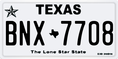TX license plate BNX7708