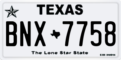 TX license plate BNX7758